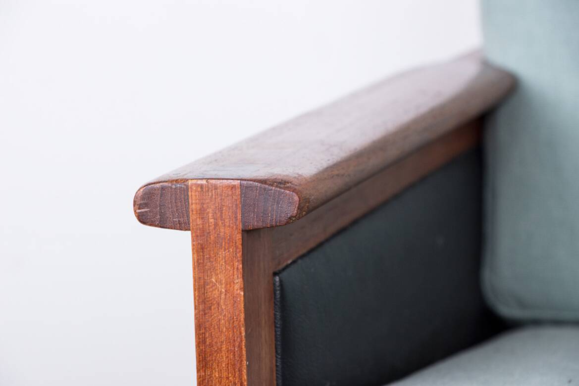 Pair of Danish Armchairs in Teak, fabric and leather, model N°4 Capella Illum Wikkelsø/Niels Eilersen.