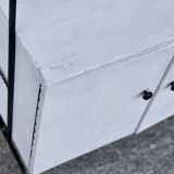 Small vintage 1950s metal and painted wood shelf buffet.