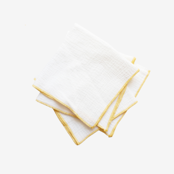 Lot de 4 serviettes gaze de coton blanches