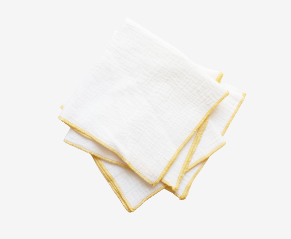 Lot de 4 serviettes gaze de coton blanches
