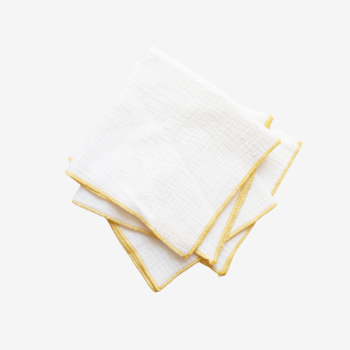 Set of 4 white cotton gas towels