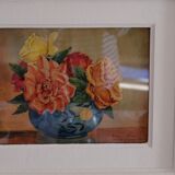 Tableau bouquet de fleurs,  aquarelle 1945, daté, signé et dédicacé
