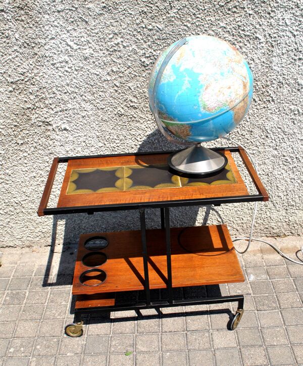 Lampe Globe terrestre vintage plastique fonte HERCULE par Stauffacher Italy