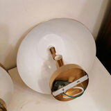 Pair of round hull wall light gold metal 1980