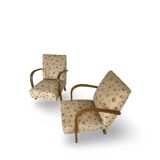 Ensemble de fauteuils Art Déco avec accoudoirs en hêtre arqués.