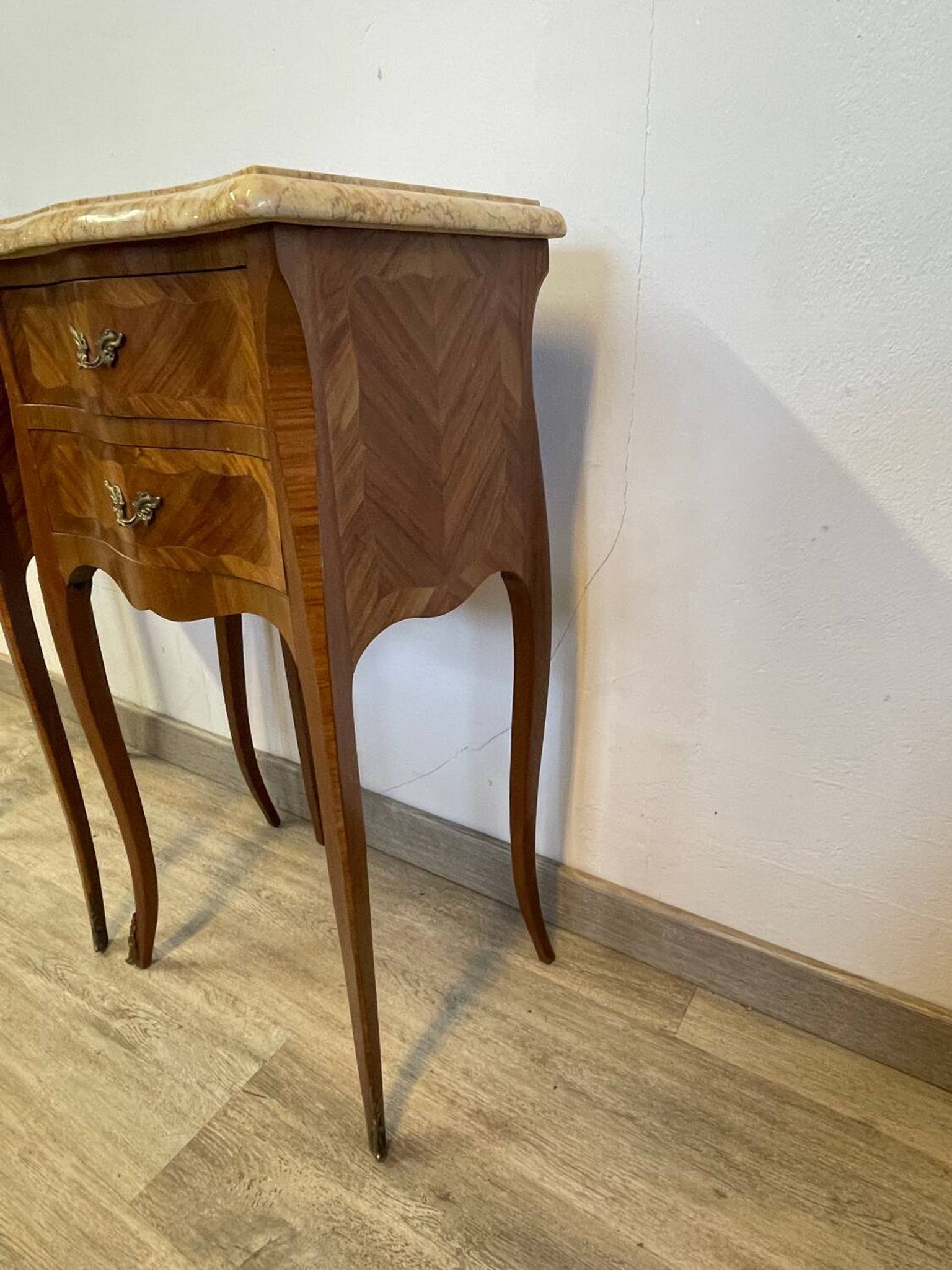 Pair of Louis XV style bedside tables in rosewood marquetry