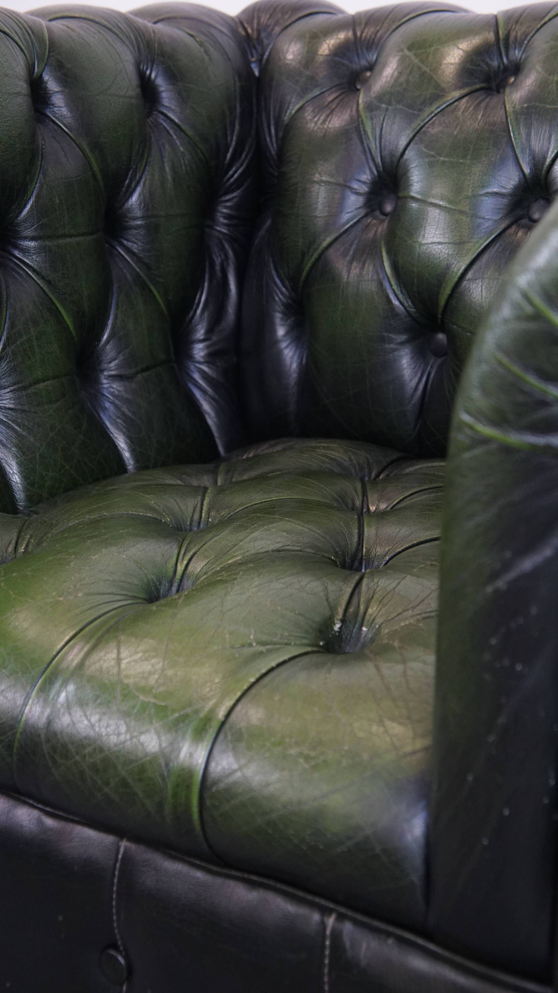 Green English Vintage Chesterfield Club Chair