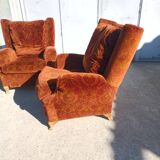 pair of 1950s chesterfield armchairs with original fabric
