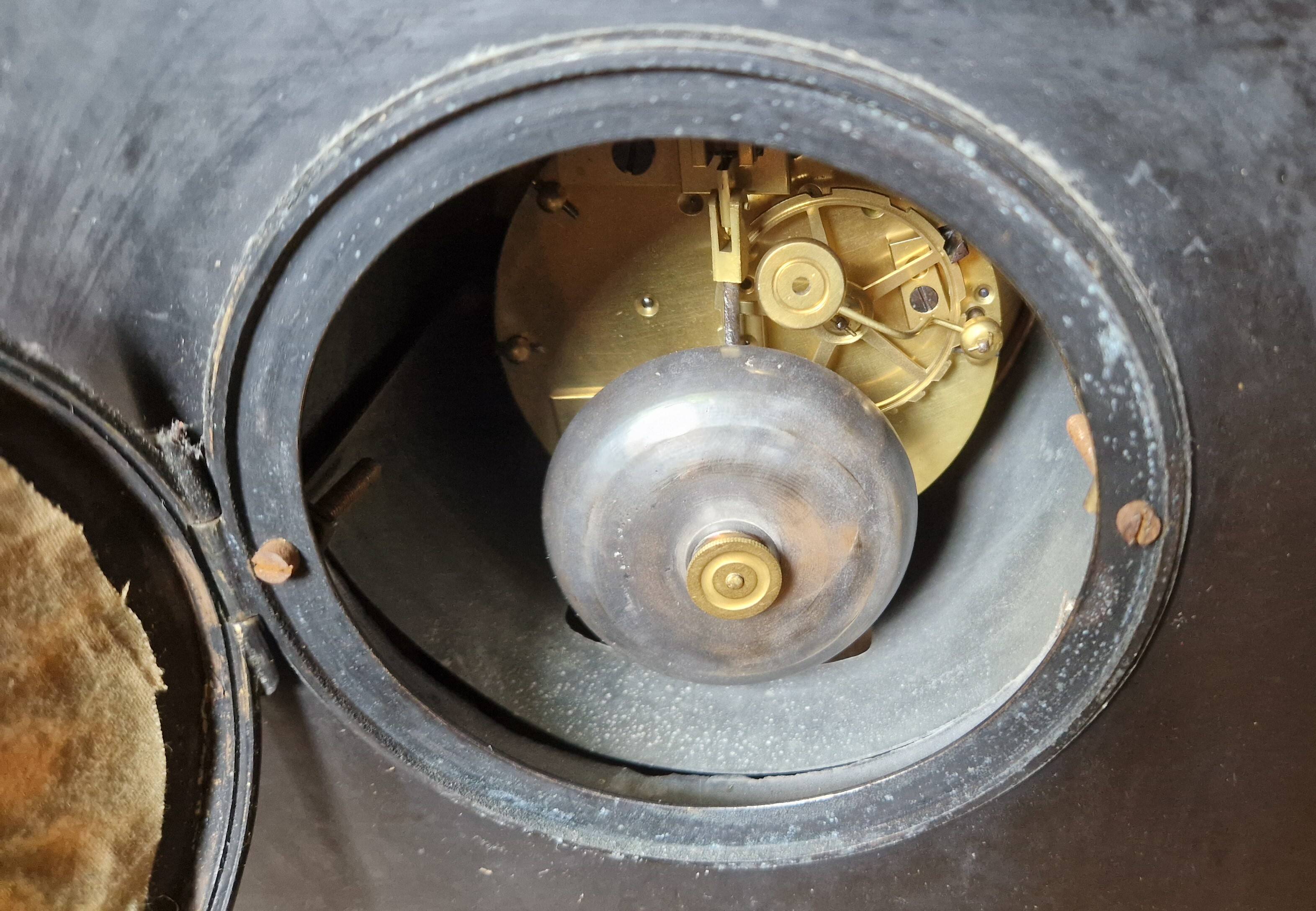 Napoleon III style black marble clock, in working condition