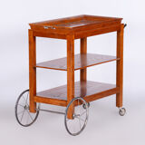Restored ArtDeco Walnut Trolley, Revived Polish, France, 1920s