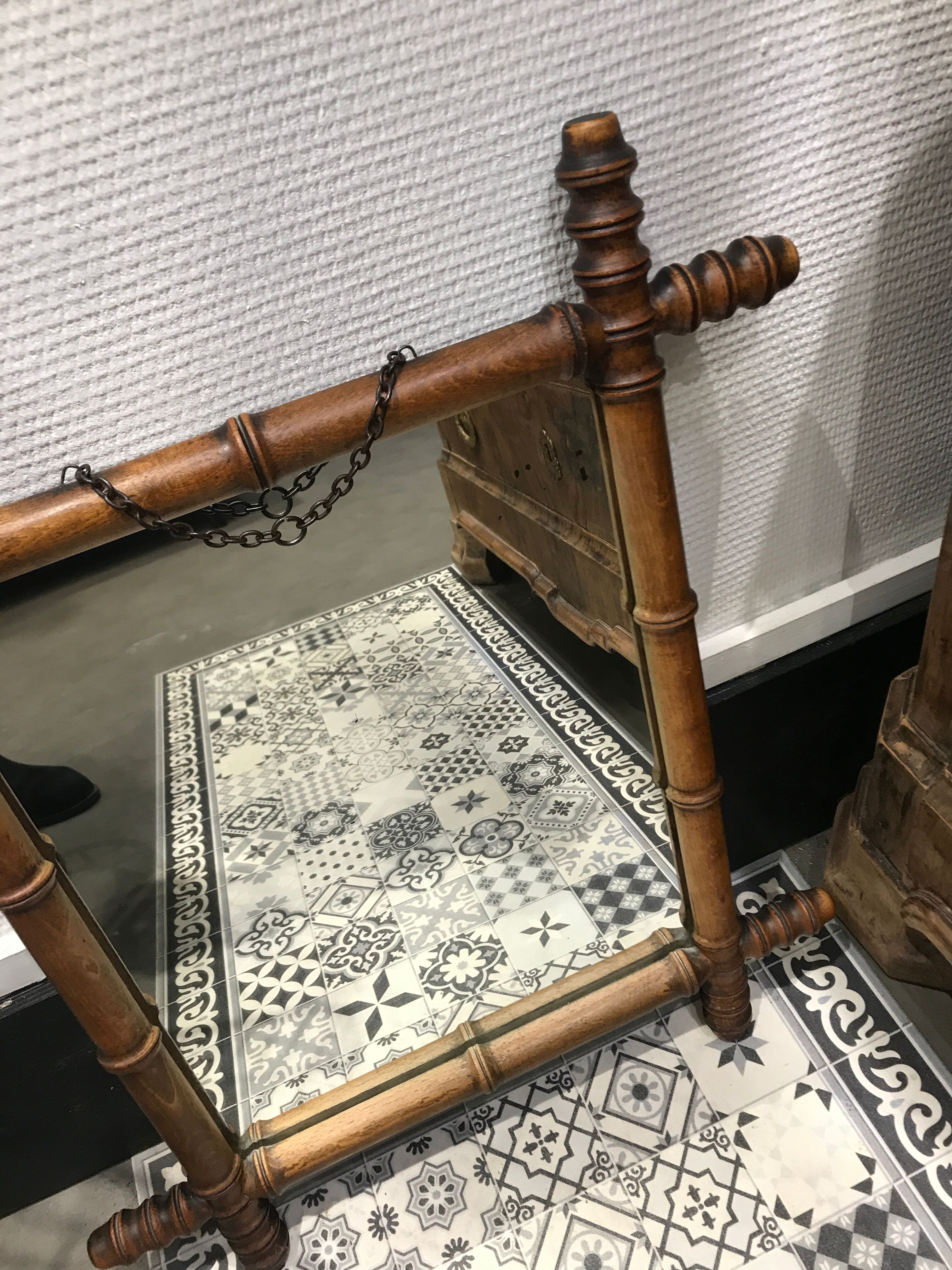 Old turned wood mirror
