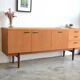 Enfilade par Uniflex en teck & cuir 183 cm