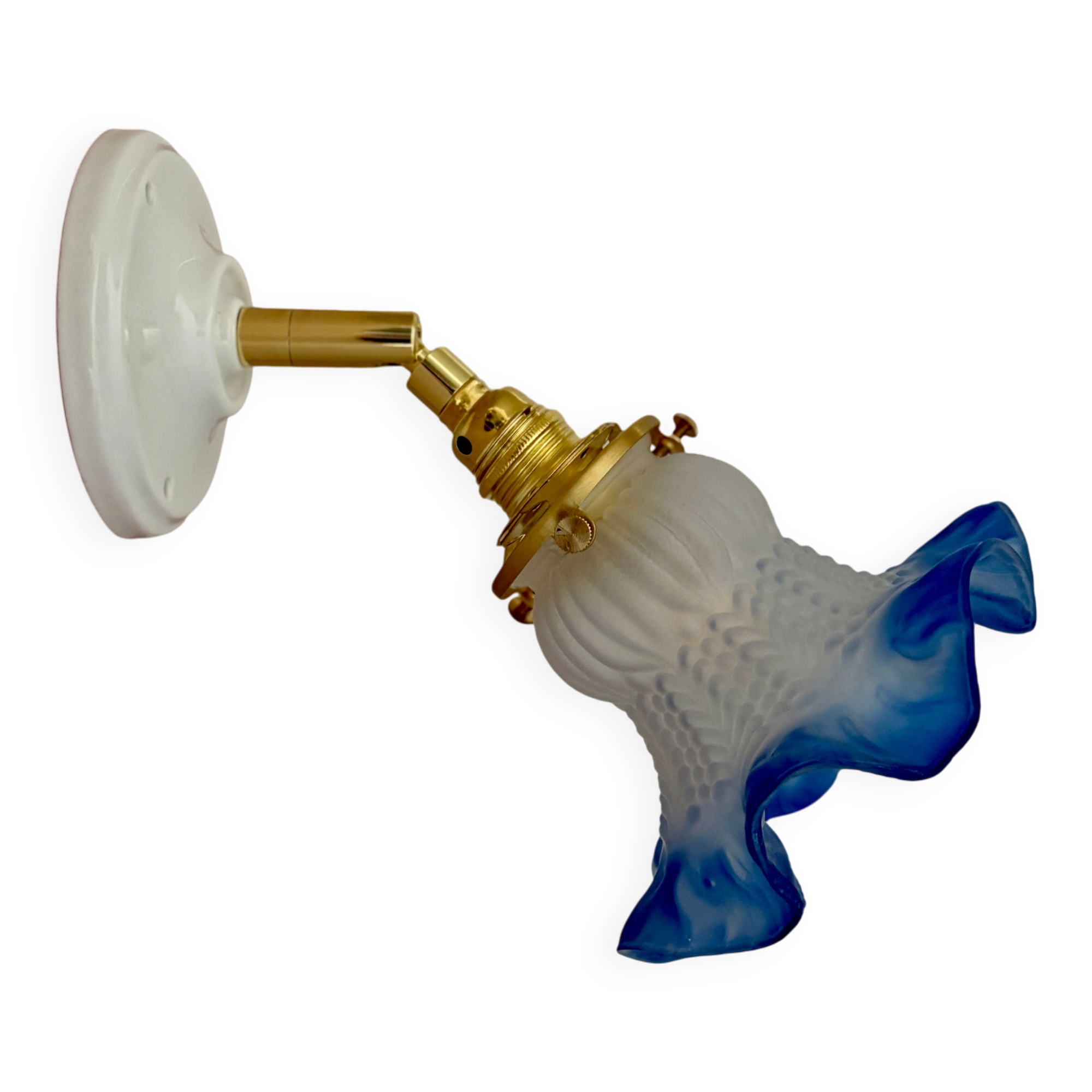 Vintage frosted glass tulip wall light