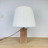 Brutalist lamp pink stoneware and wool lampshade