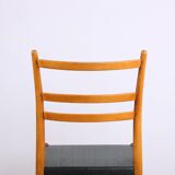 Series of 6 Swedish chairs in Elm and black Skai by Yngve Ekstrom for Gemla 1960.