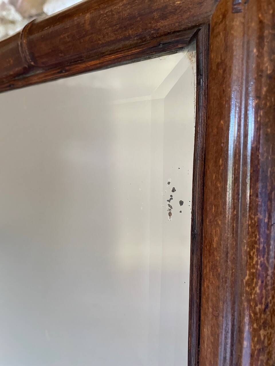 Vestiaire d’entree vintage en bambou avec miroir circa 1920’s