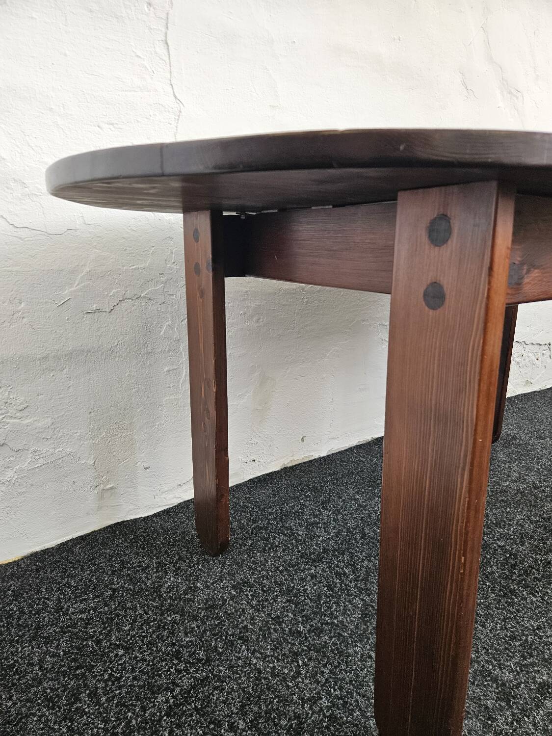 Stained Solid Larch Dining Table for Six by Mária Szedleczky, 1970s