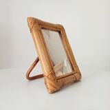 Vintage 1970s rattan tabletop mirror