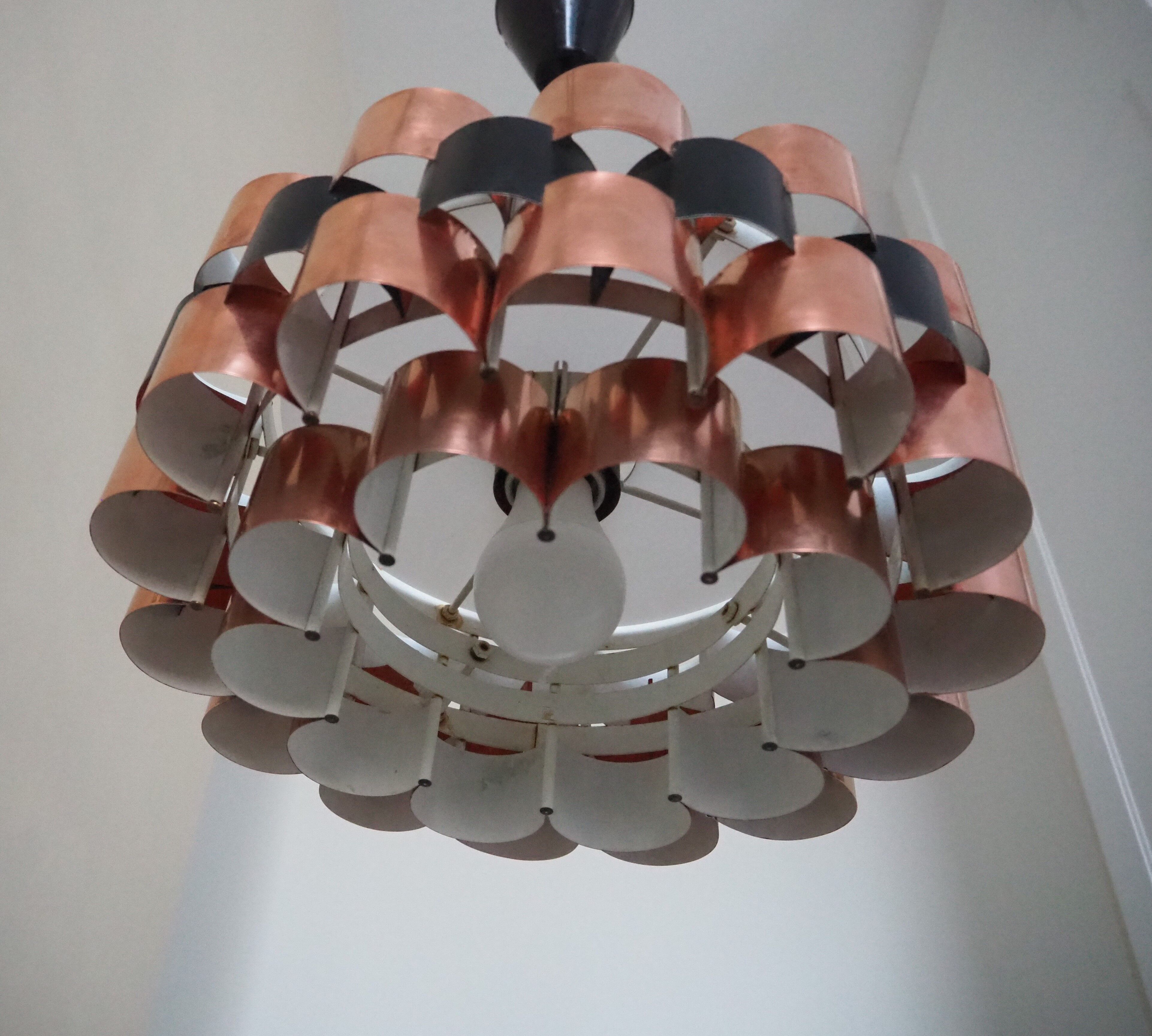 Suspension lamp from the 1960s – 1970s in copper and black metal