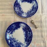 Set of 2 U&C dessert plates, Sarreguemines, Jardinière model
