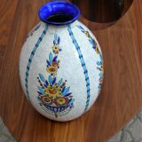 Boch La Louvière vase with a floral decoration in cracked faience