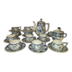 Henriot Quimper earthenware coffee set with floral decoration and elegant blue