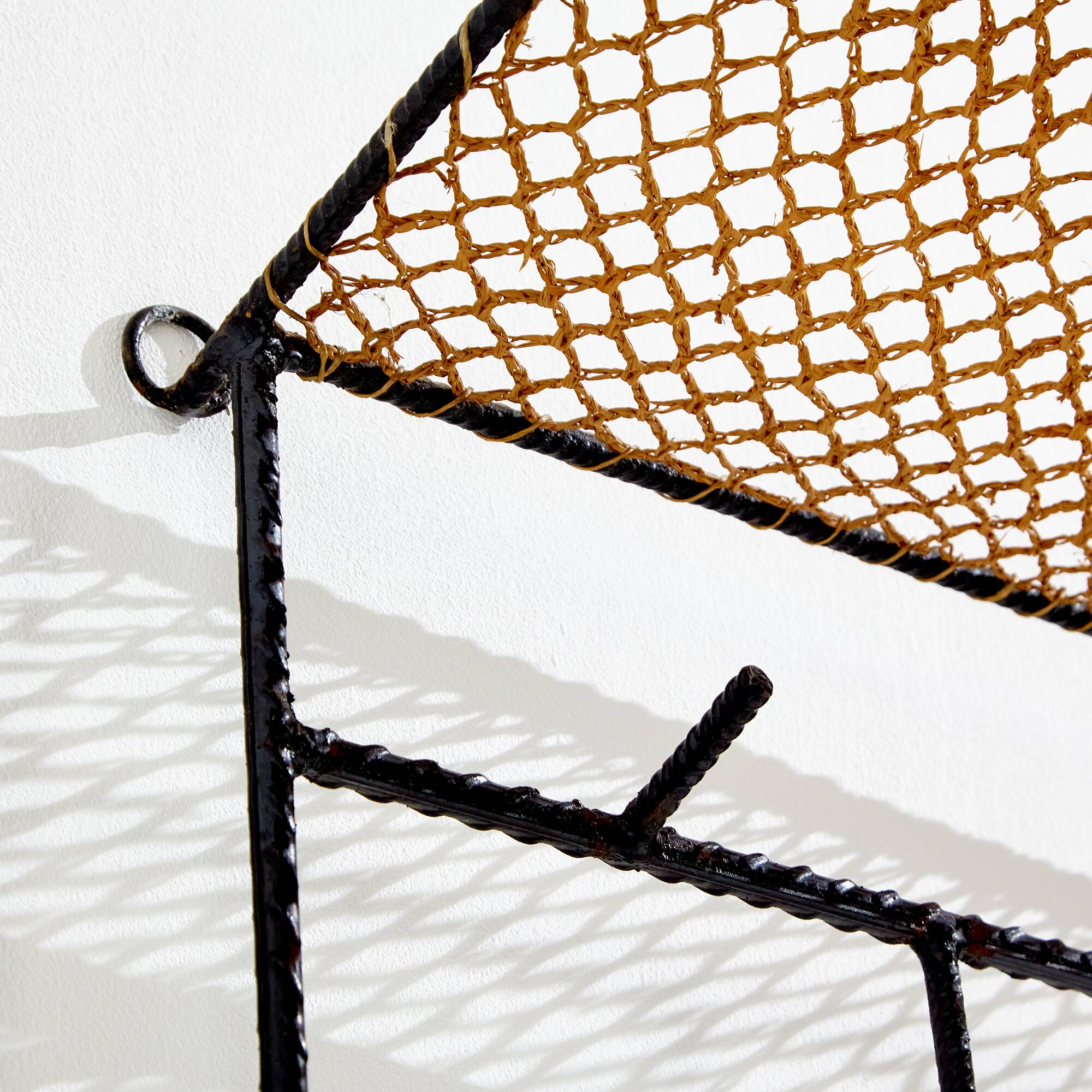 Rattan and metal coat rack