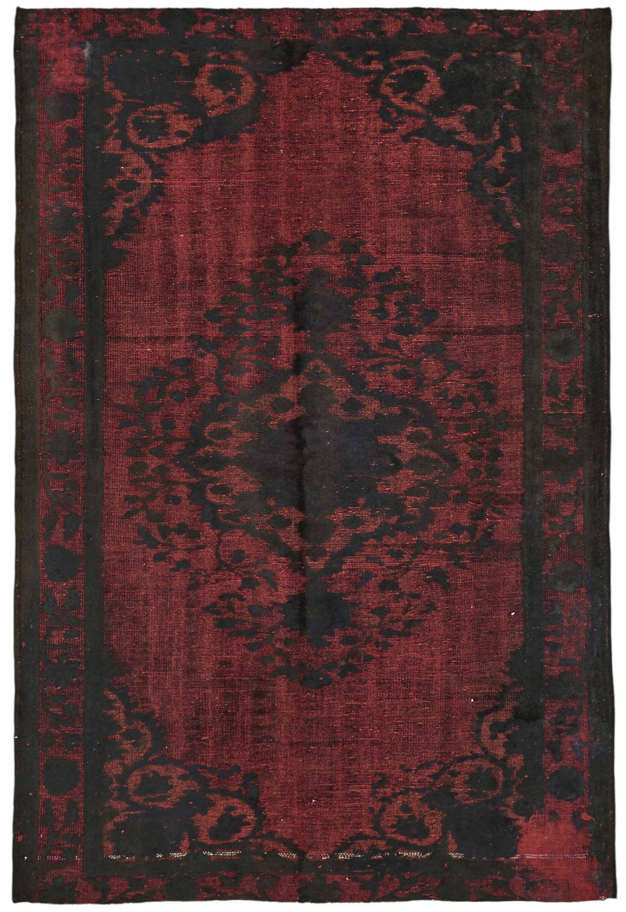 Overdyed Wool Vintage Handmade Carved Rug 169 cm x 288 cm