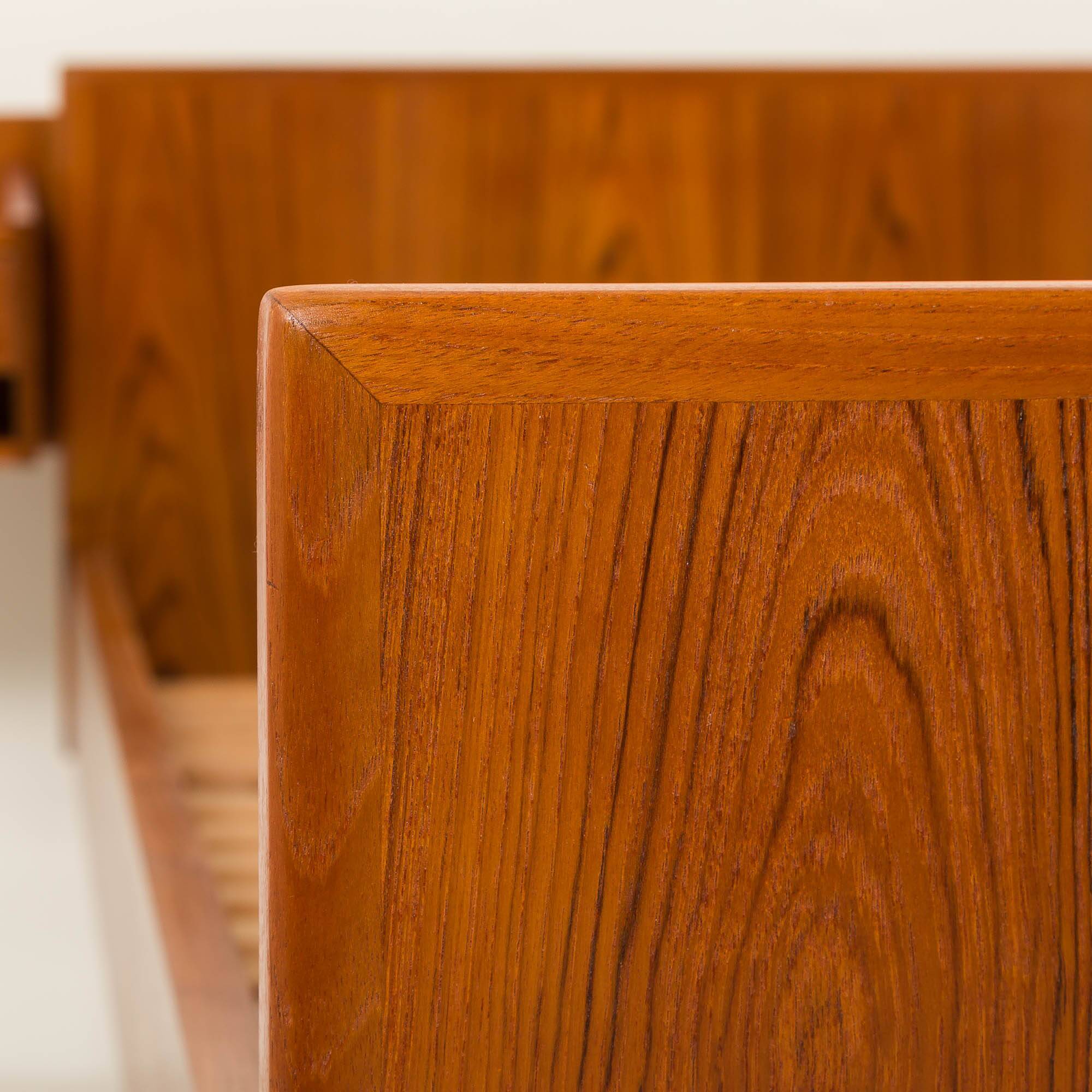 Danish mid century teak queen size bed with nightstands, 1960s
