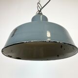 Industrial grey enamel pendant lamp from siemens, 1950s