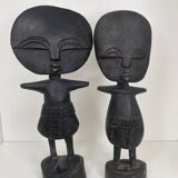 Duo of fertility statuettes from Ghana Ashanti