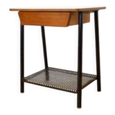 Nightstand Wood & Metal Modernist Vintage 1950s / 1960s