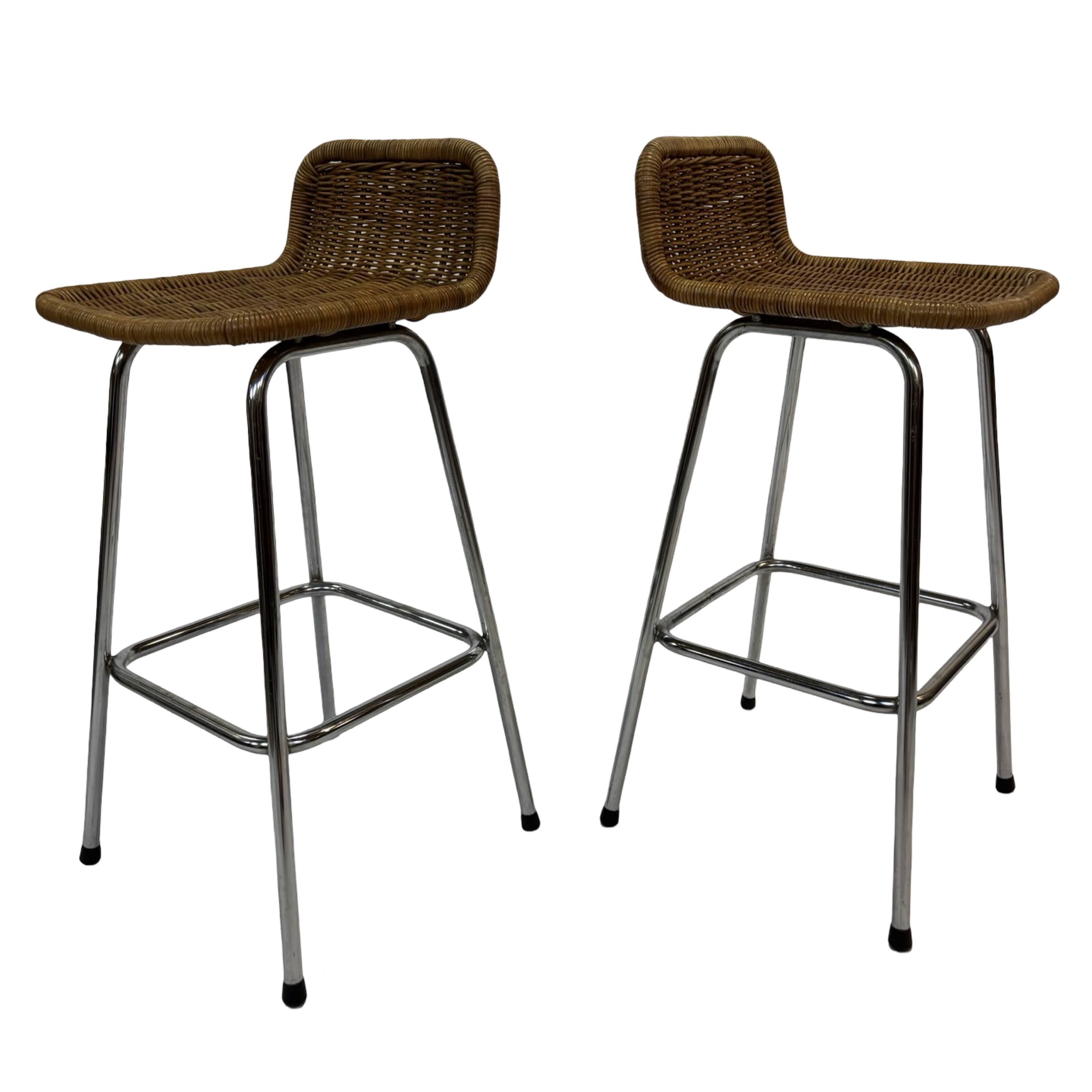 Set of 4 vintage bar stools Dirk van Sliedregt Rohe Noordwolde 1960's