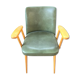 Fauteuil en skaï vert et bois années 60