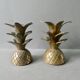 Pair of pineapple candlesticks, brass