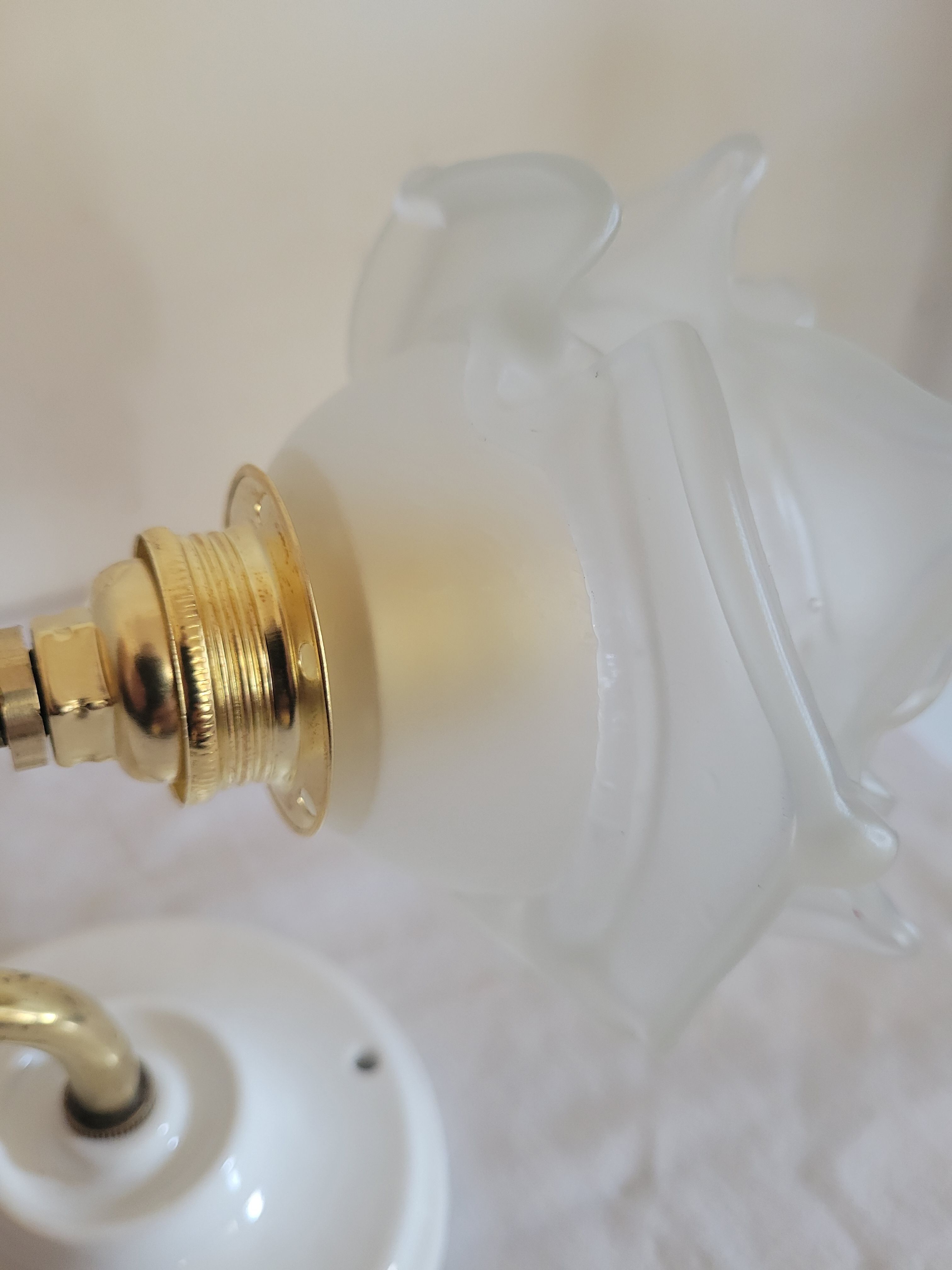 Brass flower and frosted glass sconce