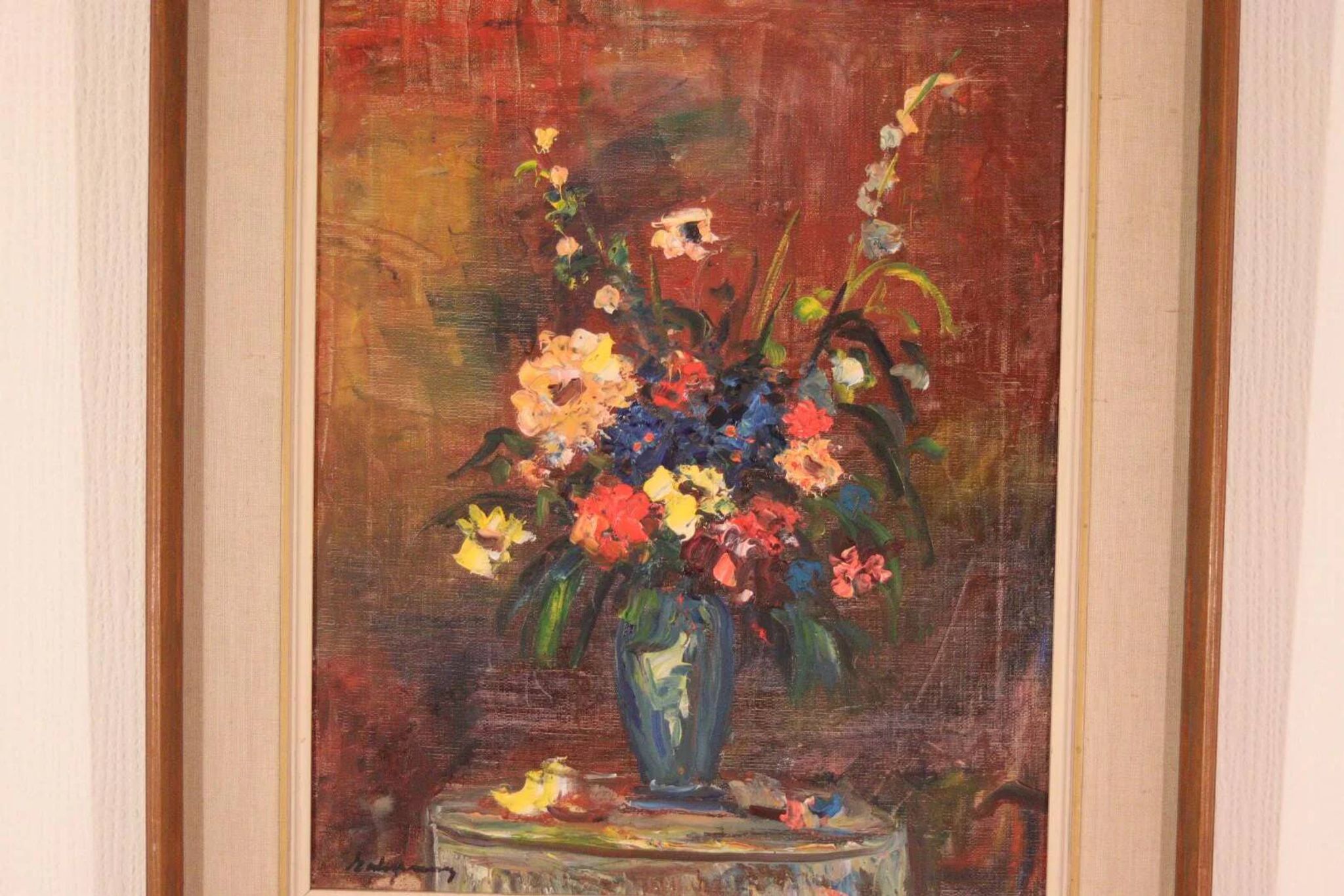 Original Oil on Canvas – “Still Life Vase” – Framed 45 × 54 cm