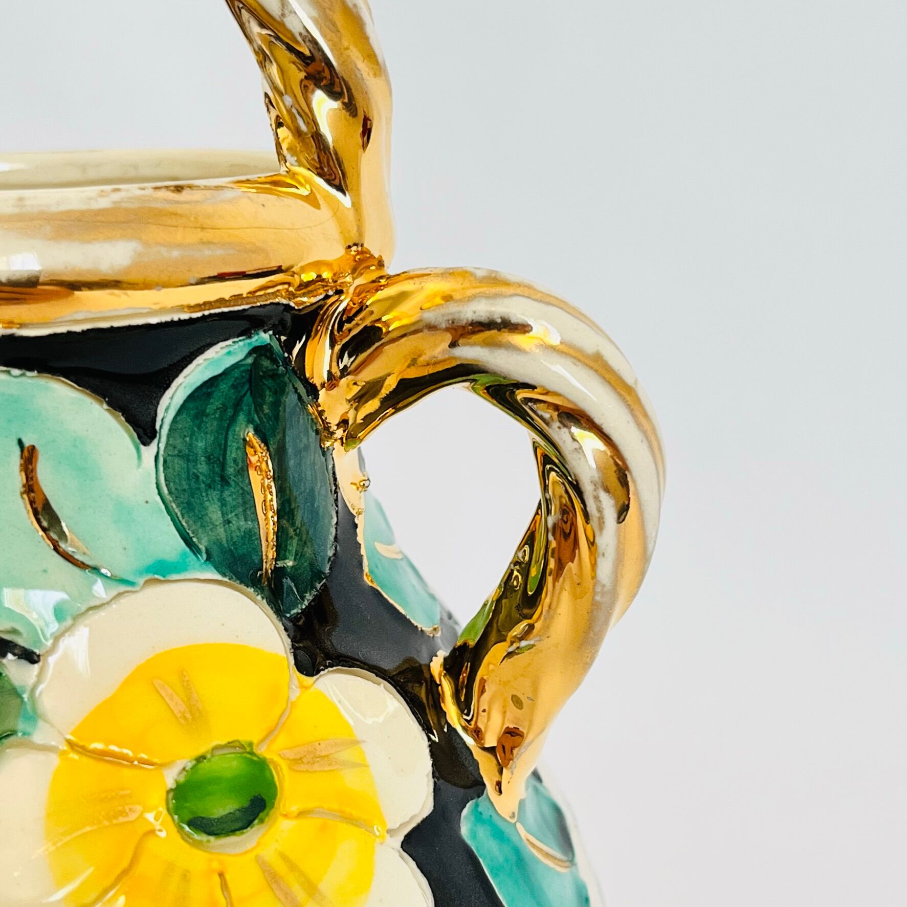 Watering can vase floral decoration hand painted