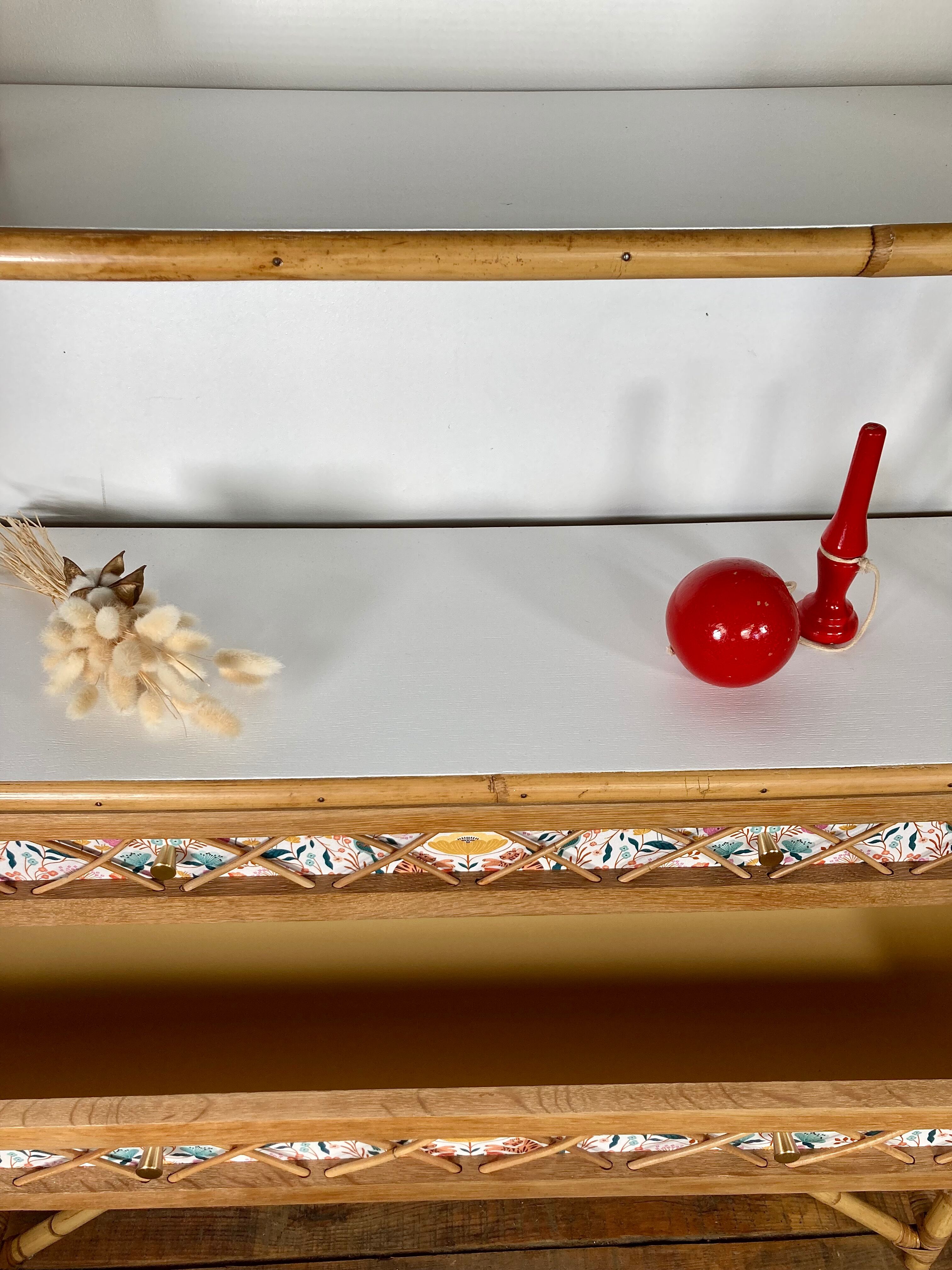 Vintage rattan bookcase shelf