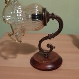 Wall lamp brass gooseneck, tulip glass, vintage