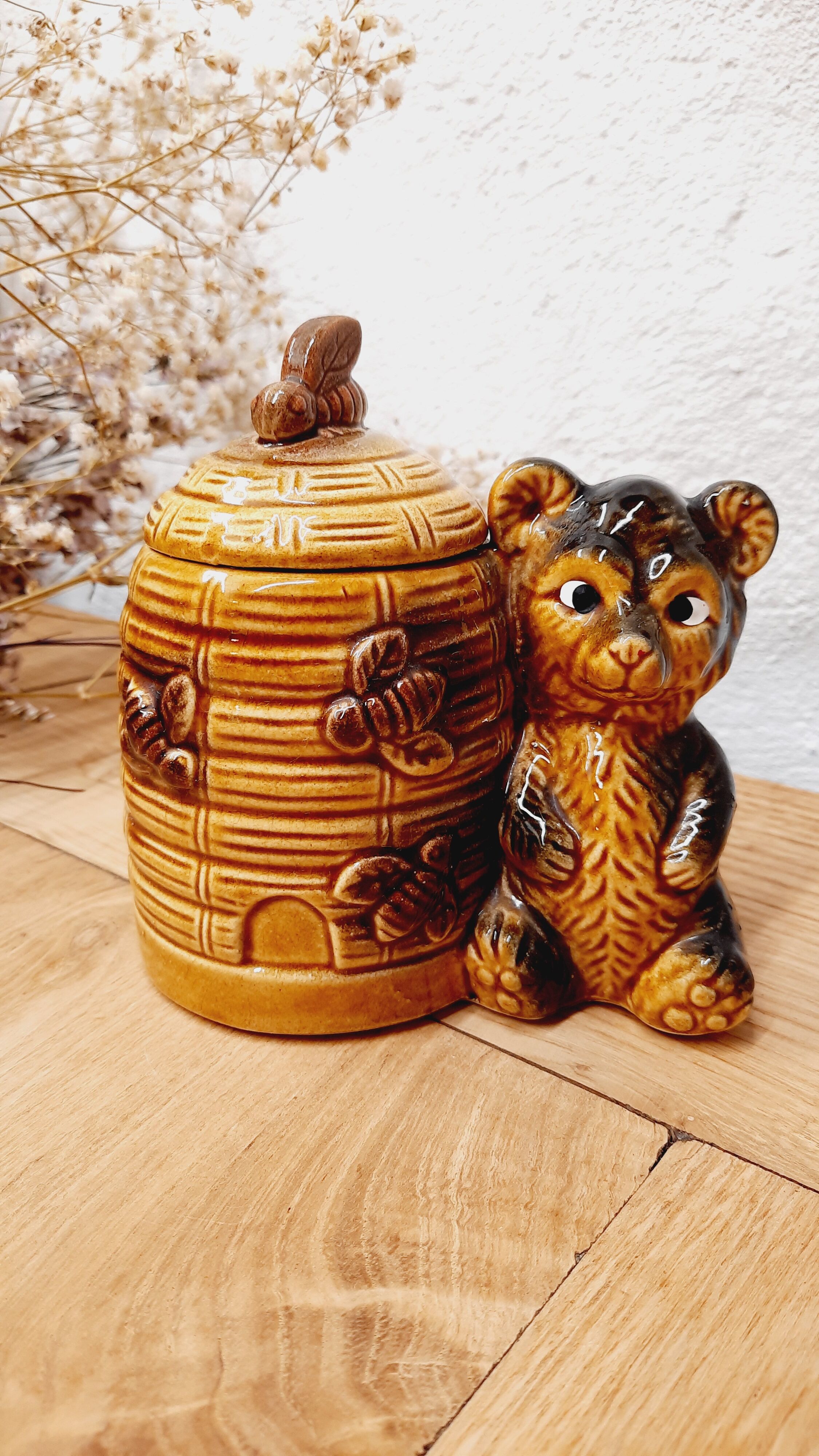 Honey pot hive and teddy bear
