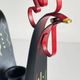 Vintage suede metal rooster-shaped candlestick