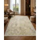 Decorative Oushak Wool Area Rug with Geometric Design. Hand-knotted Beige Carpet