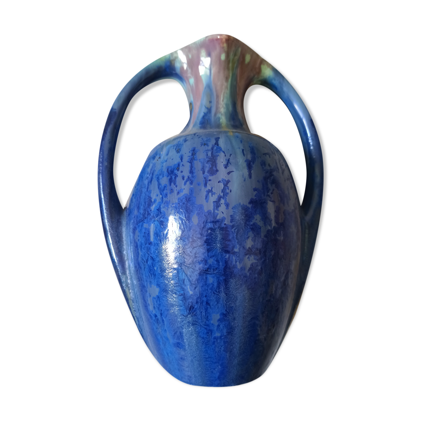 Vase grès émaillé flammé Art déco pierrefonds