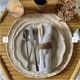 Lot de 4 serviettes anciennes grises monogrammes