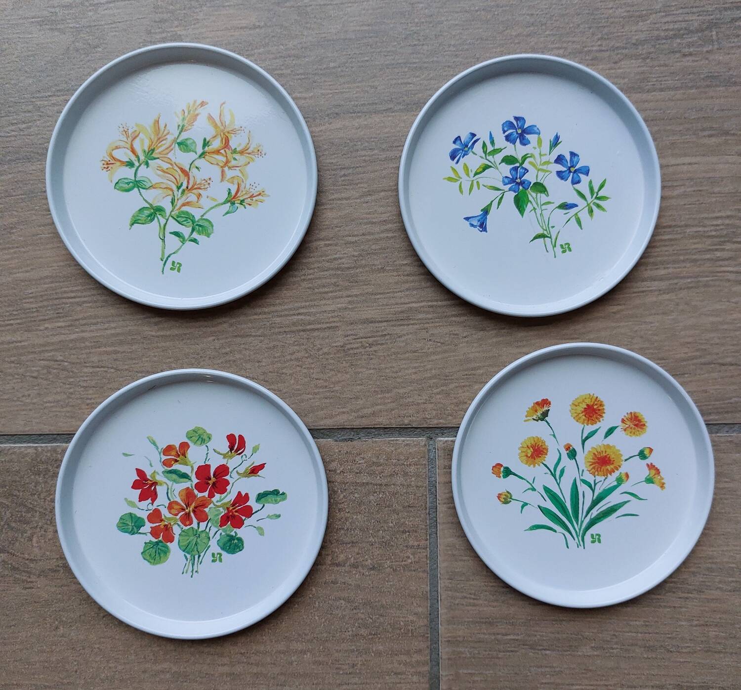 Lot de 2 dessous de verre vintage en céramique absorbant
