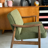 Original vintage polish chair GFM-87 designed by Juliusz Kędziorek in curled fabric