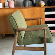 Original vintage polish chair GFM-87 designed by Juliusz Kędziorek in curled fabric