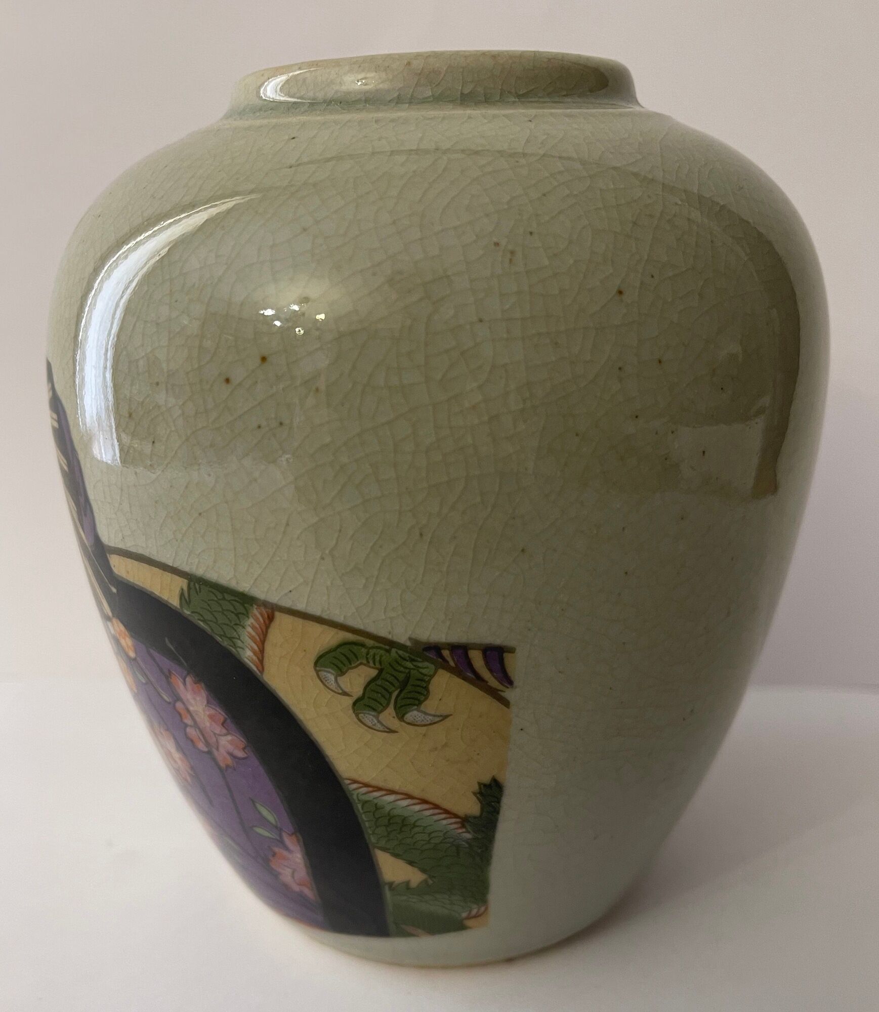Japan polychrome vase and celadon XIX Naniwaya Okita Japan Nippon