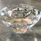 Glass table candle holder or crystal cast faceted diamond shape